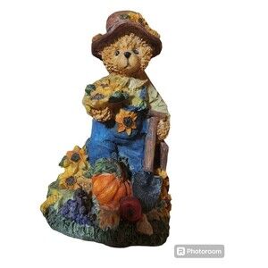 Bears With Sunflower On Hat With Pumpkin